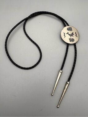 Vintage Roadrunner Bolo Tie Florenta California Etched Southwestern Pewter